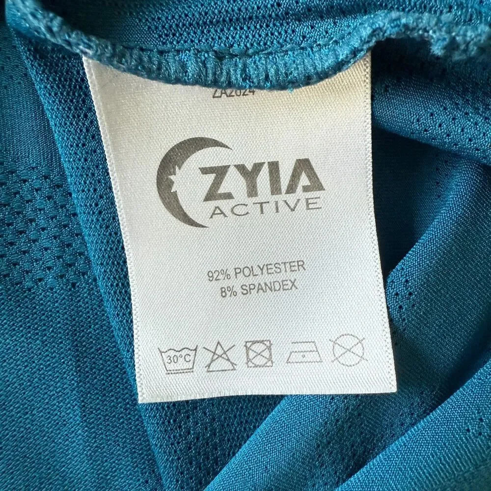 ZYIA Active Teal Blue Camo Print Short Sleeve T-Shirt Mens Mesh Athletic Size XL - Picture 3 of 5